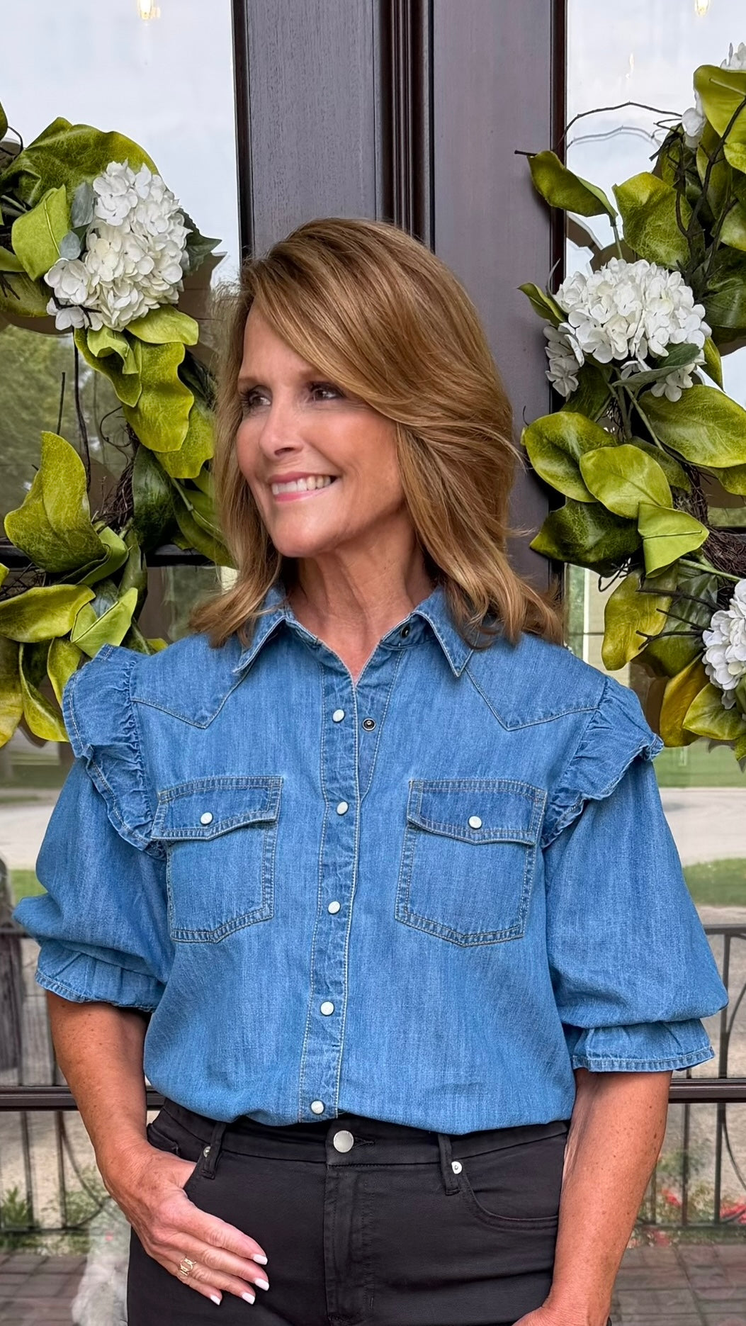 Sister Mary Annie Indigo Top