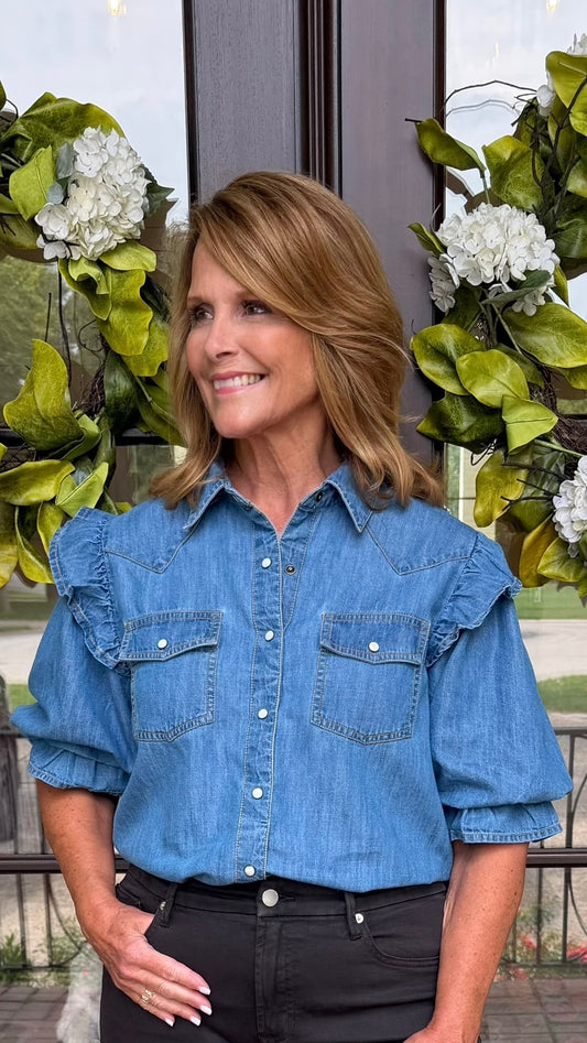 Sister Mary Annie Indigo Top