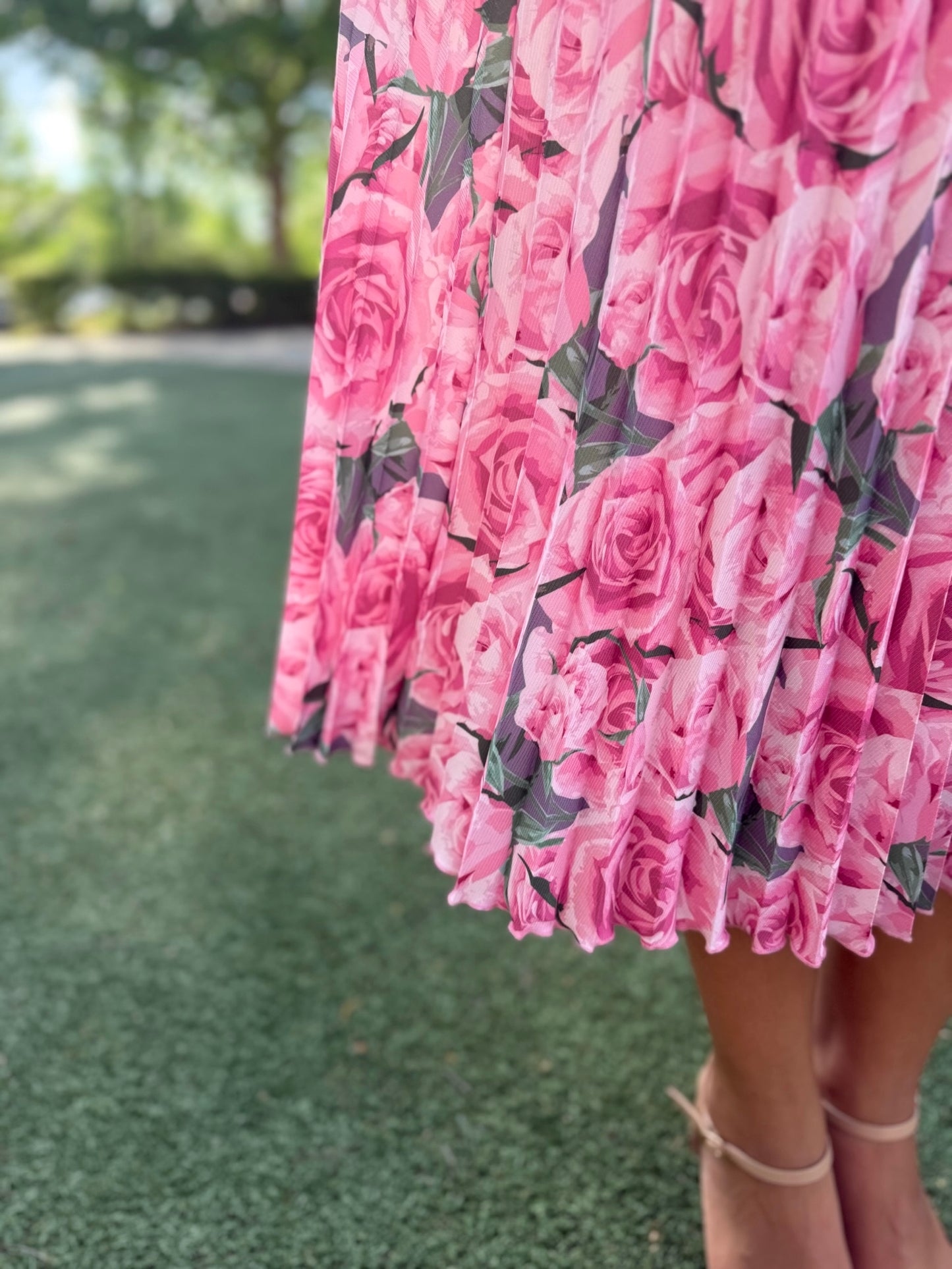 Rose Pleated Skirt - Pink Mix