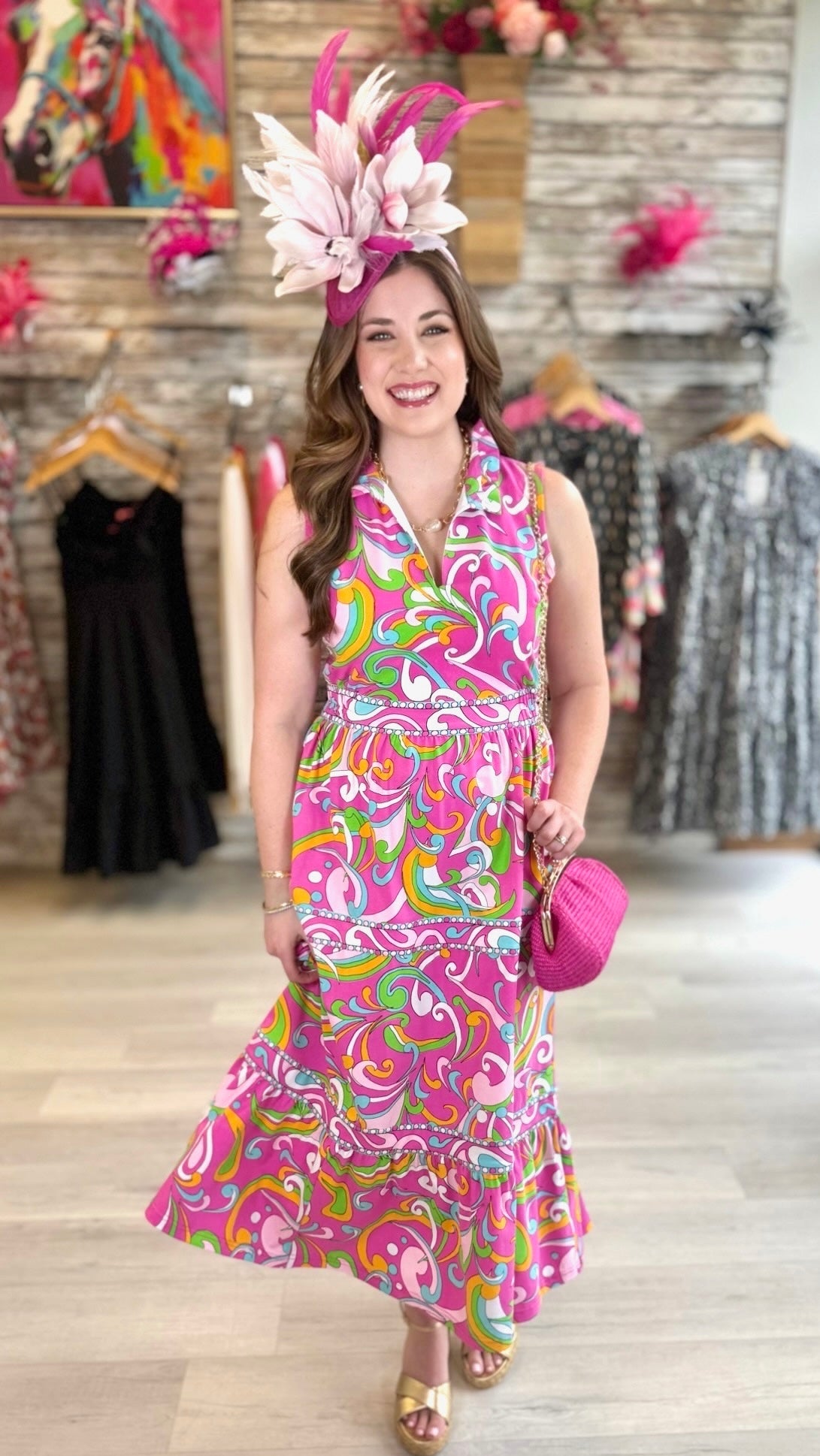 Tabi Midi Dress - Pink Multi