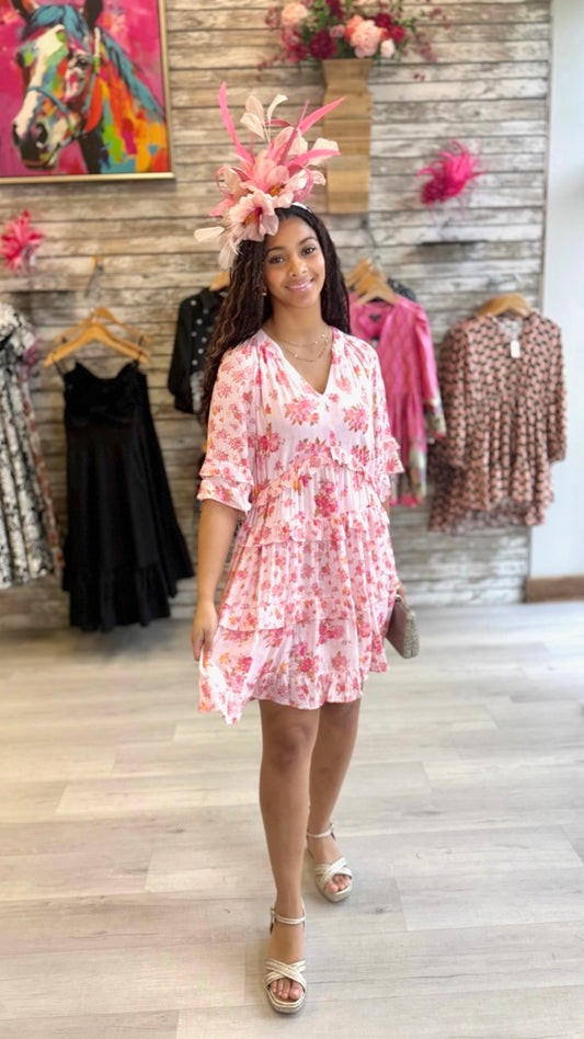 Angie Ruffle Dress - Pink