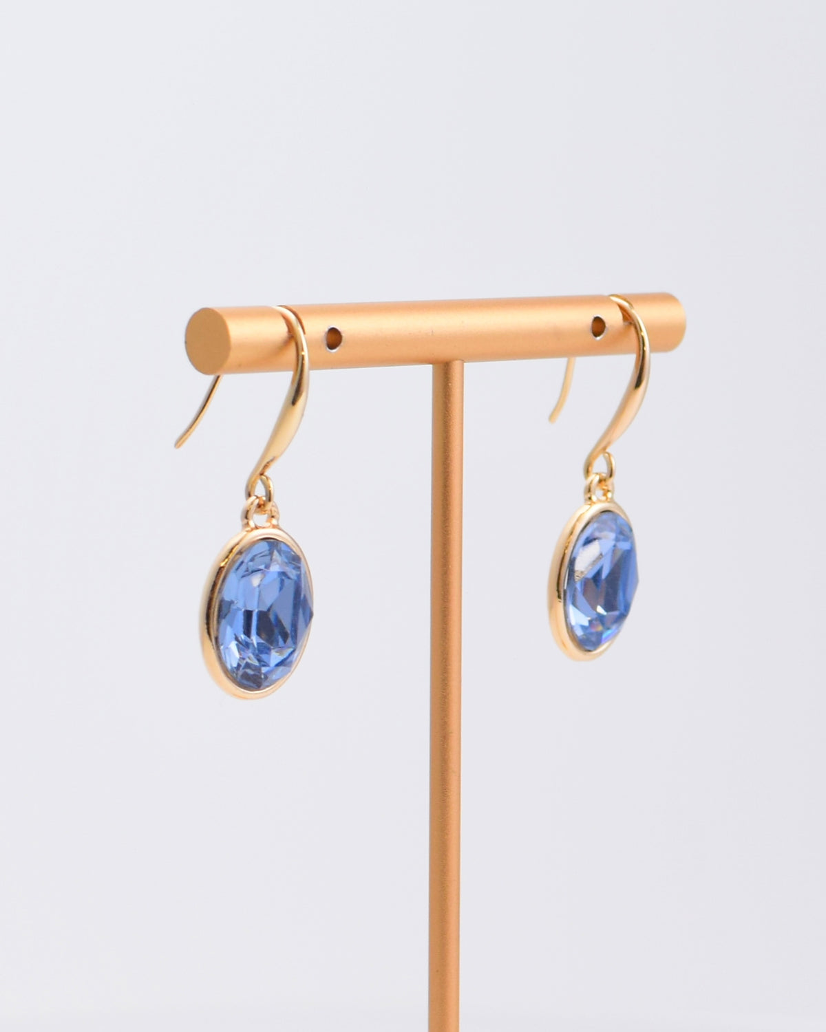 Light Blue Oval Crystal Earrings
