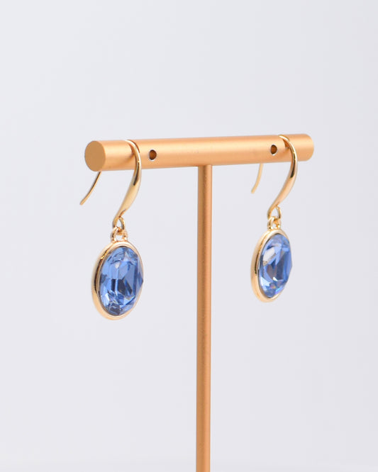 Light Blue Oval Crystal Earrings