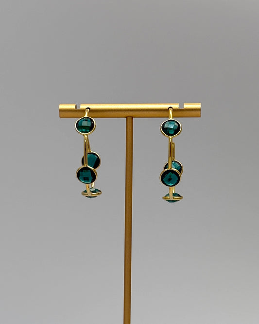 Gold & Green Crystal Hoop Earrings