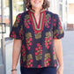 Chloe Floral Top - Black/ Wine