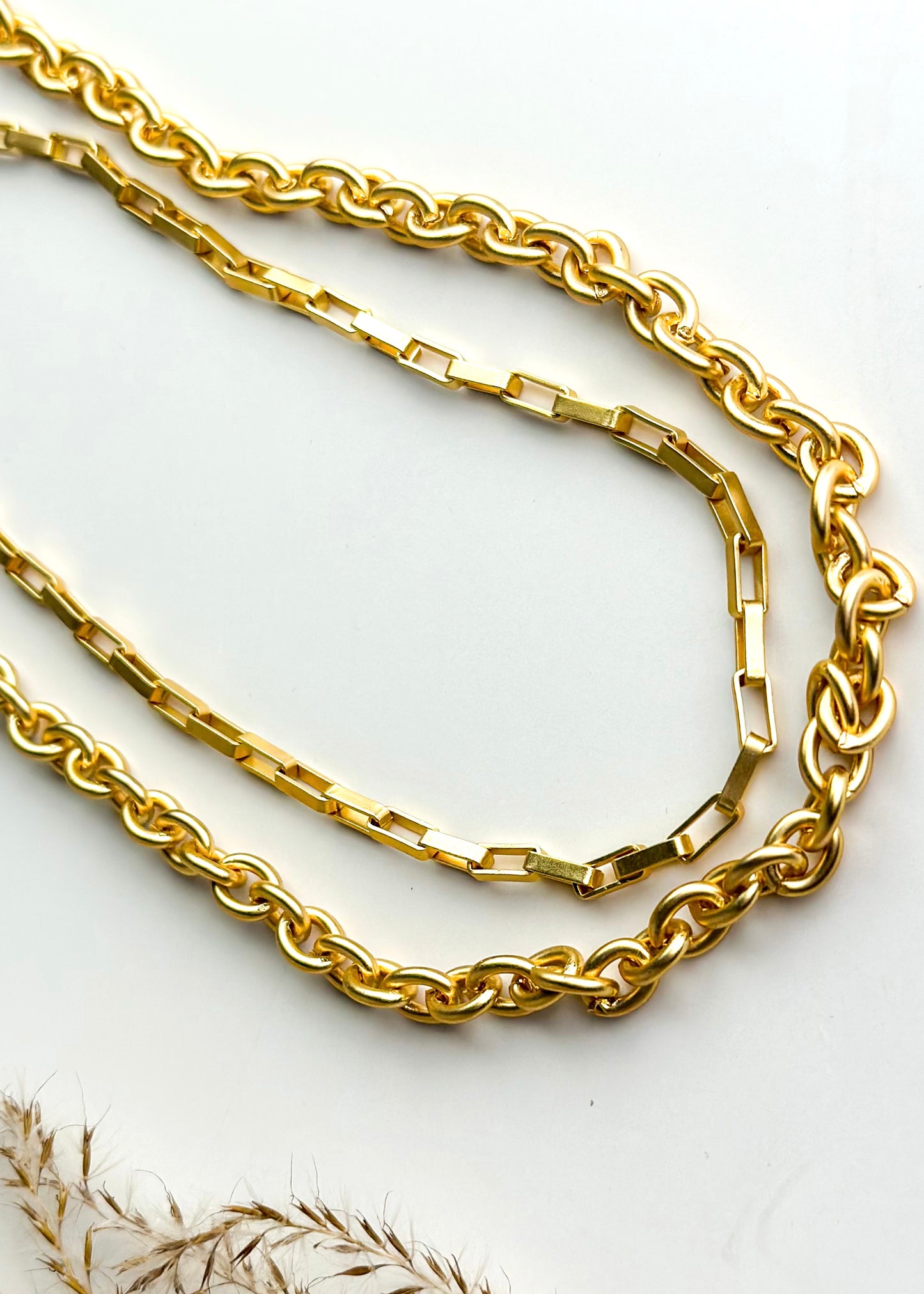 Gold Chain Link Layered Necklace