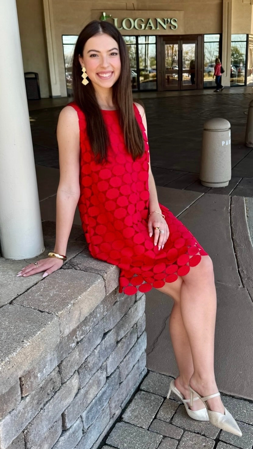 Clara Cherry Red Dotty Dress