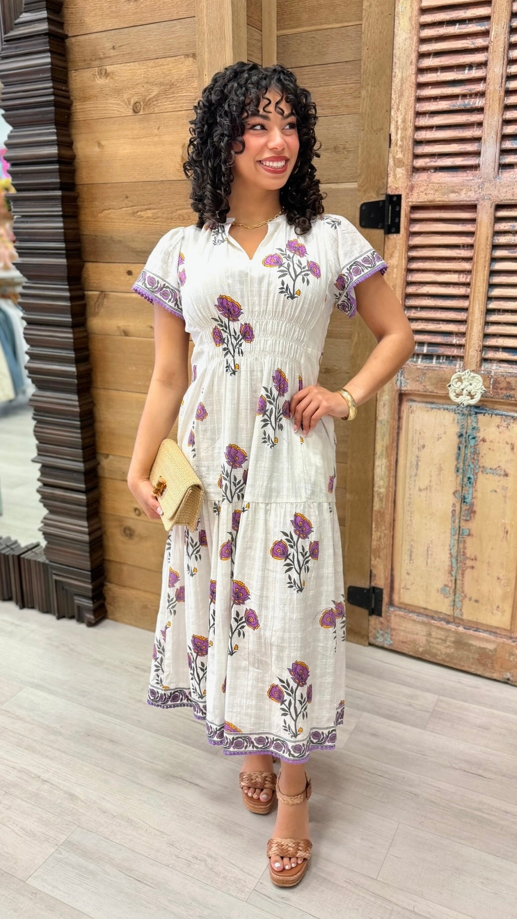 Uncle Frank Shirred Front Dress - White