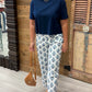Margaret Floral Stretch Pants - Blue