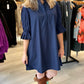 Prep It Up Cinched Shirt Dress - Navy