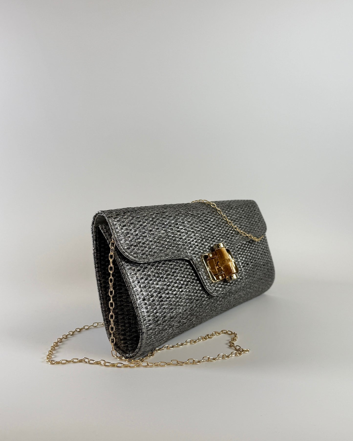 Bamboo Clutch Bag - Pewter