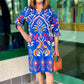 Ava Cobalt Ikat Dress
