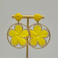 Raffia Flower Earrings - Yellow