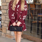 London Embroidered Mini Dress - Burgundy