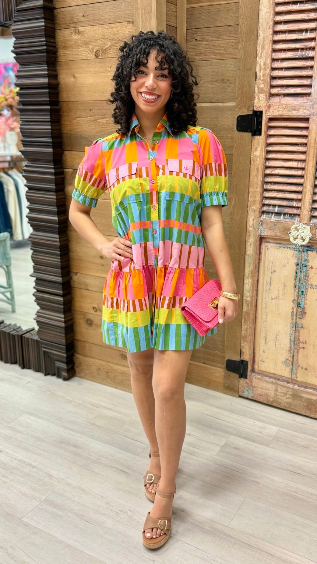 Cannes Button Dress - Multi