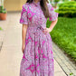 Ivy Jane Lilac Paisley Ruffle Collar Tie Waist Midi Dress