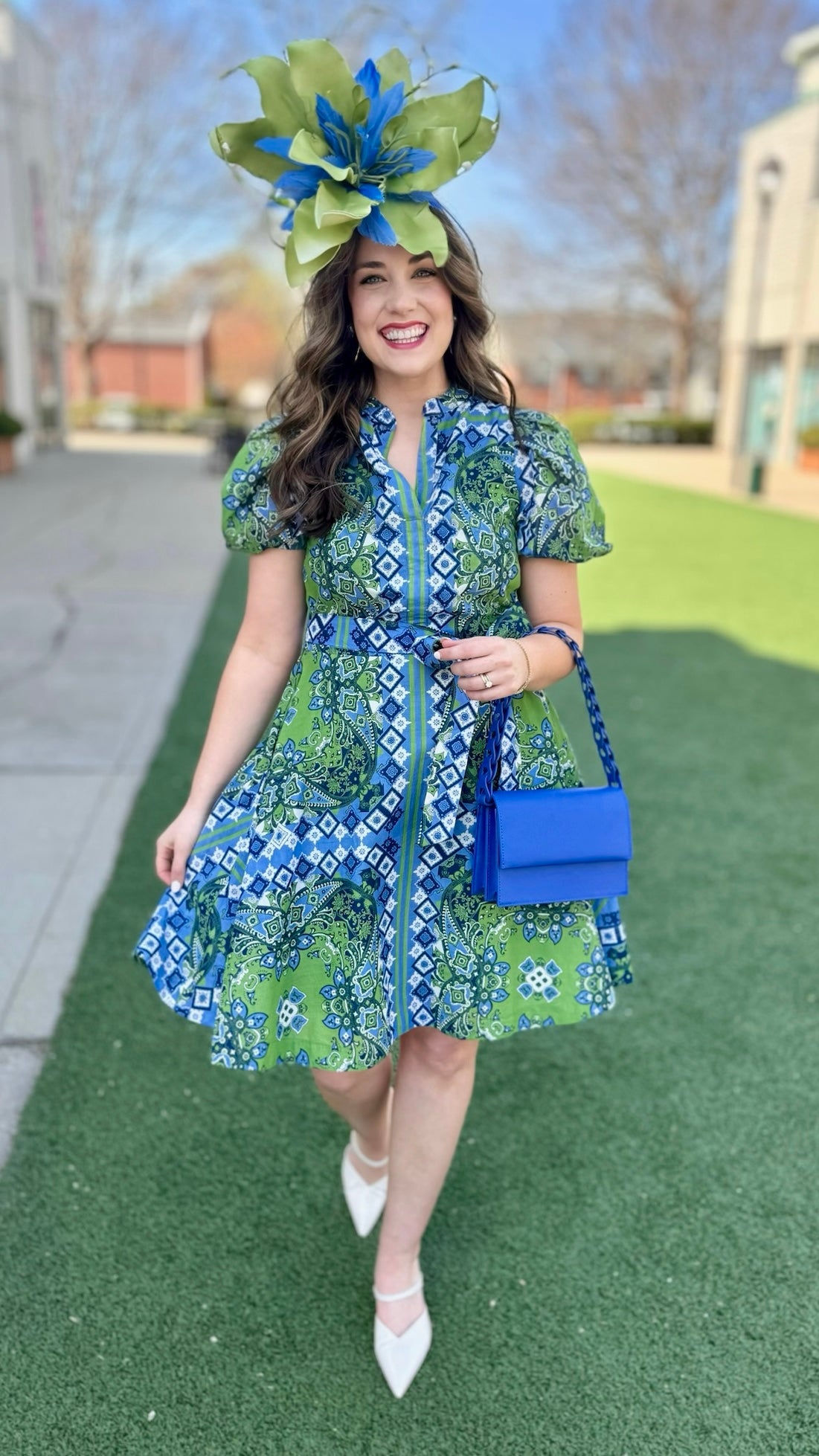 Jude Connally Paisley Dress - Bonita Scarf Cornflower