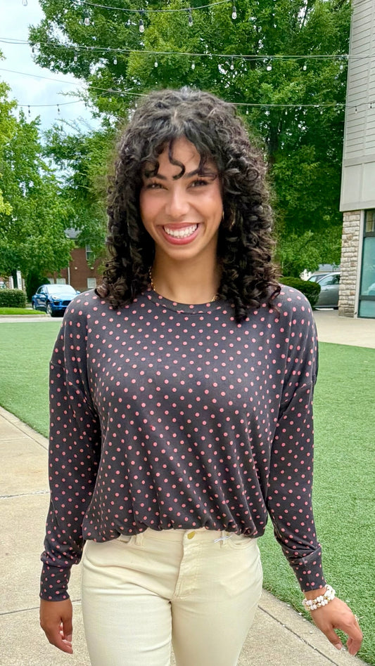 Gracie Polka Dot Bubble Top - Ash