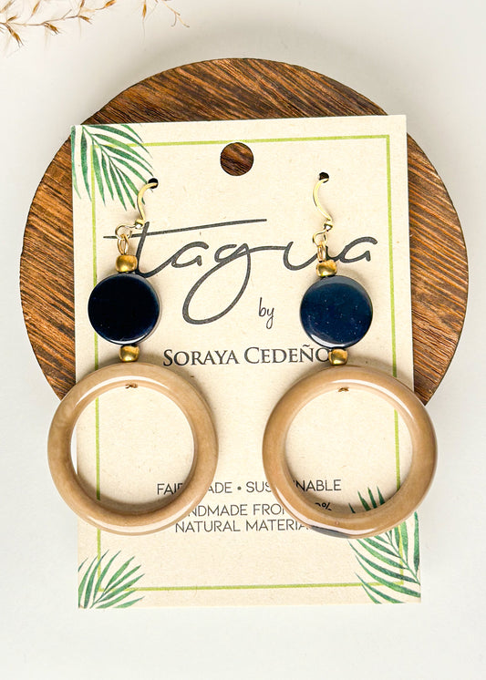 Tagua Salma Earrings - Cafe Con Leche