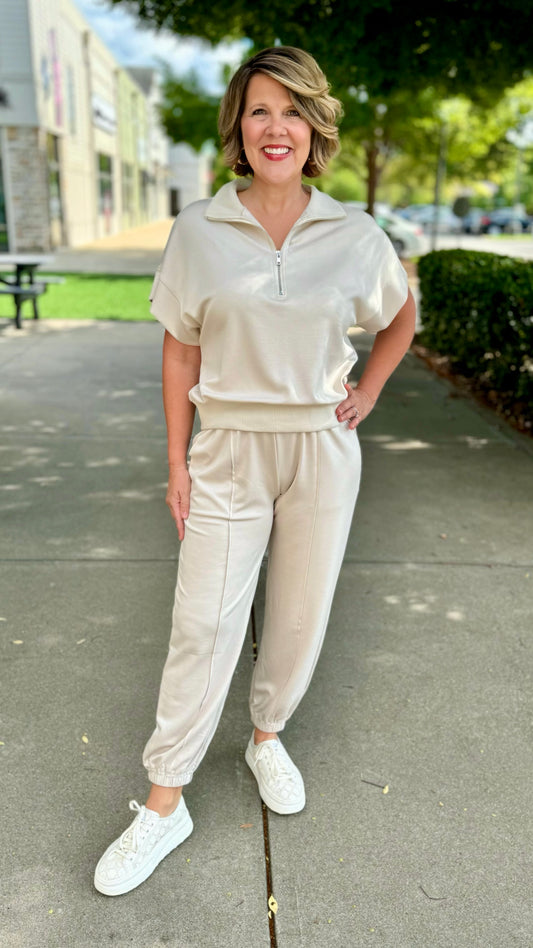 Love Leisure Ecru Jogger Pant