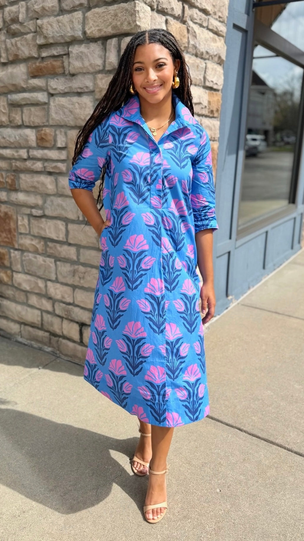 Katherine Swing Shift Dress - Sky