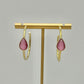 Vibrant Pink Teardrop Crystal Hoop Earrings