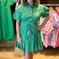 Uncle Frank Flounced Hem Shirt Dress - Green