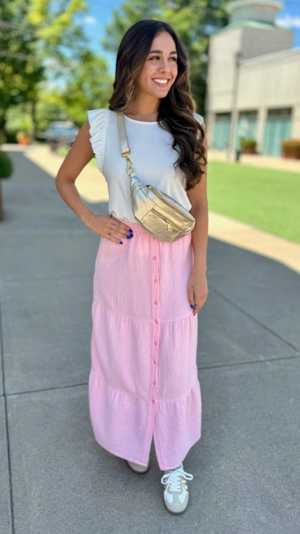 Bobi Tiered Maxi Skirt - Rose Quartz