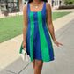 Madison Color Block Mini Dress - Blue/Green