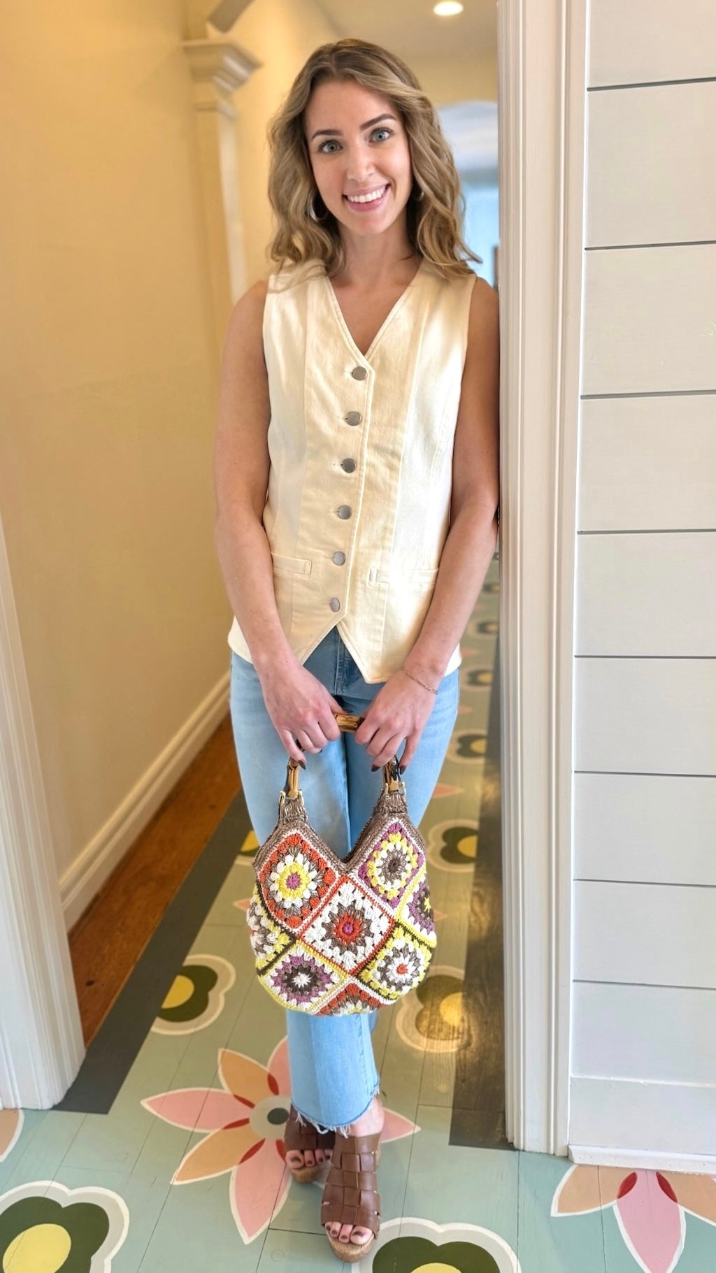 Dear John Prue Denim Vest - Wheat