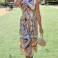 Helena Midi Dress - Mint/Rust