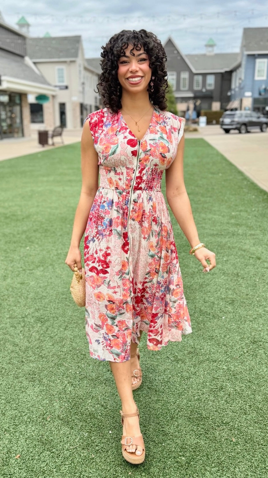 Daphne Floral Dress - Fuchsia Mix