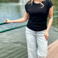 Michael Stars Joni Crew Neck Top - Black