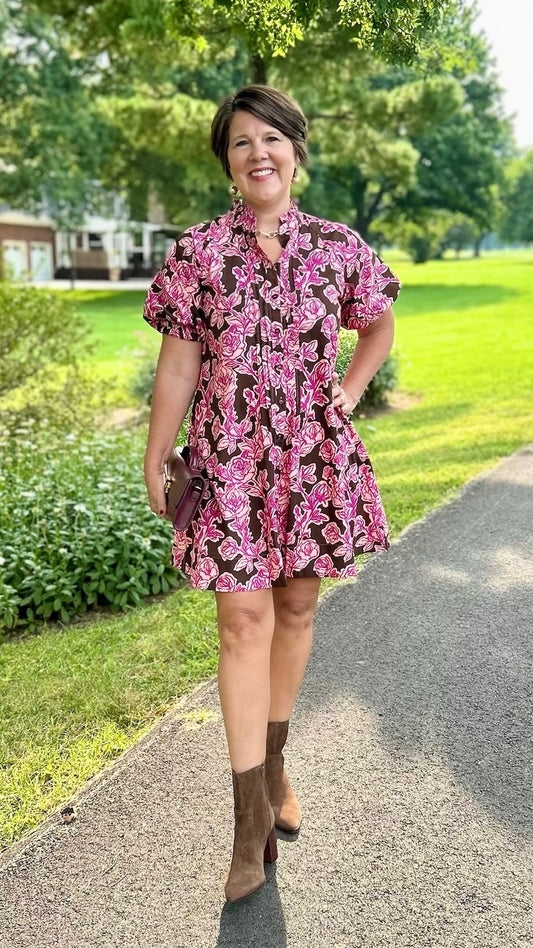 Uncle Frank Rose Pin Tuck Dress