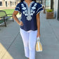 Addison Flutter Sleeve Top - Navy