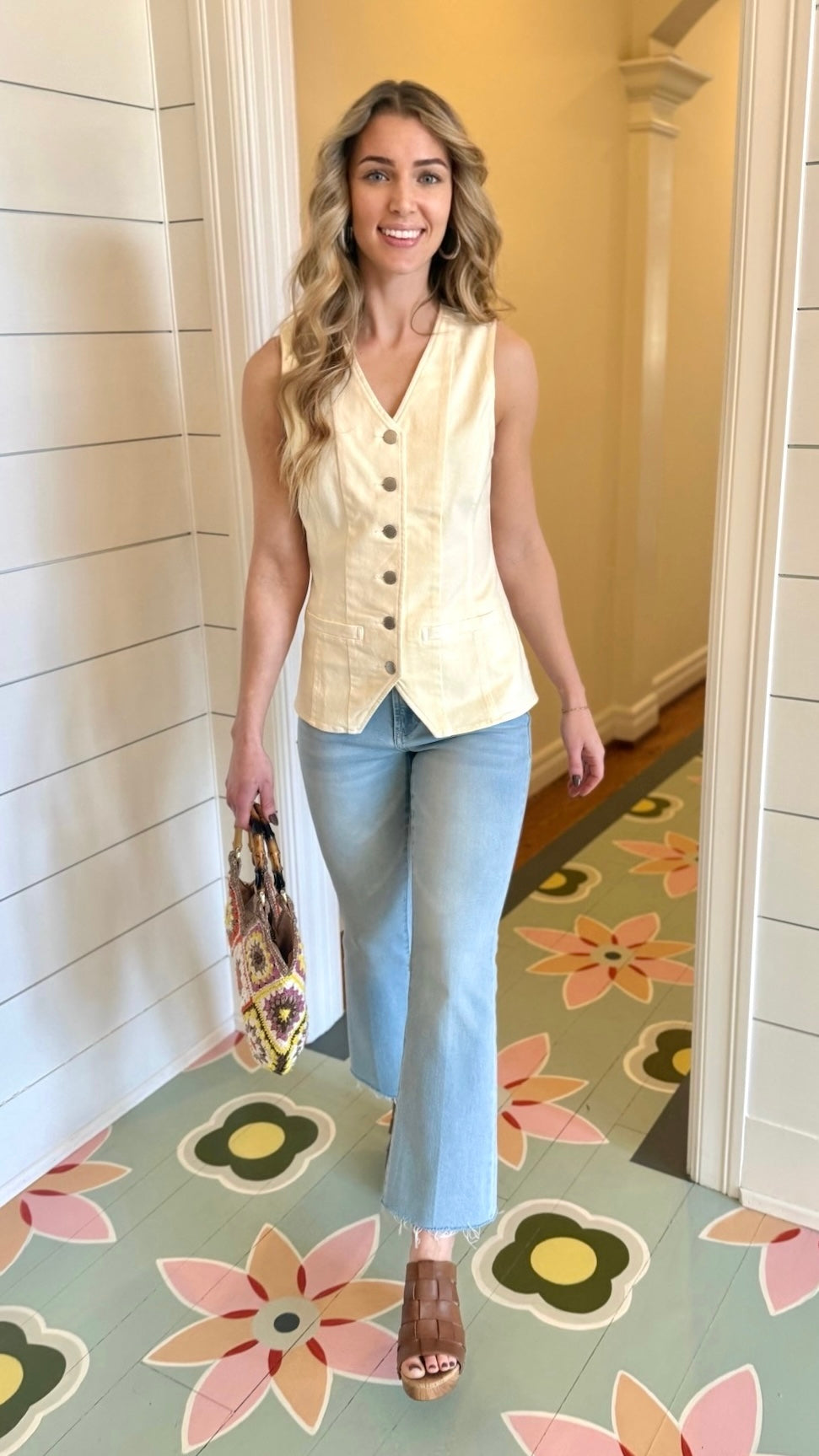 Dear John Prue Denim Vest - Wheat