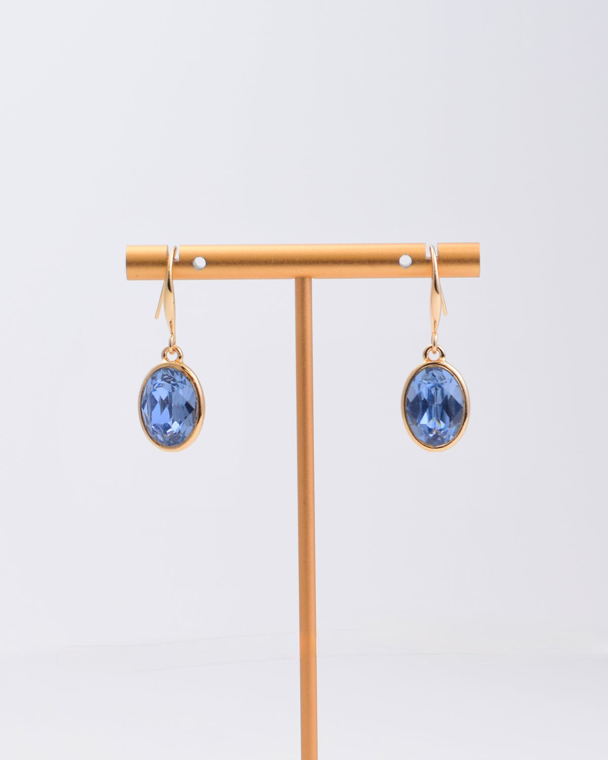 Light Blue Oval Crystal Earrings
