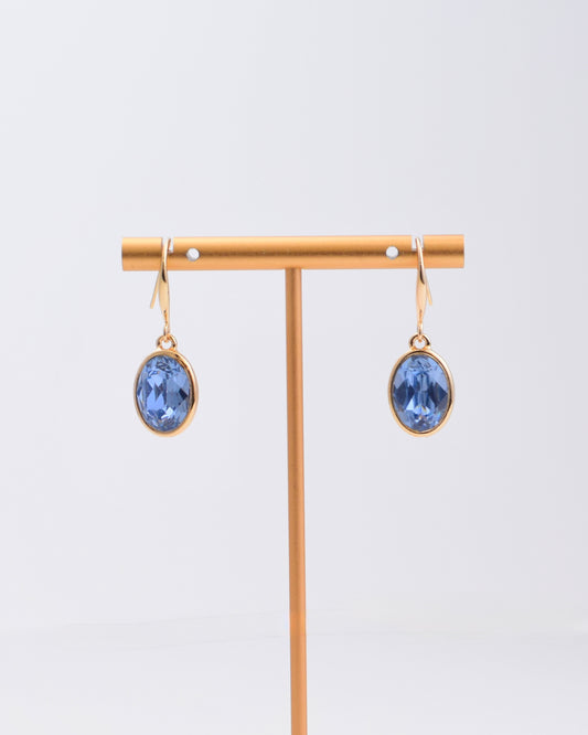 Light Blue Oval Crystal Earrings