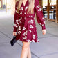 London Embroidered Mini Dress - Burgundy