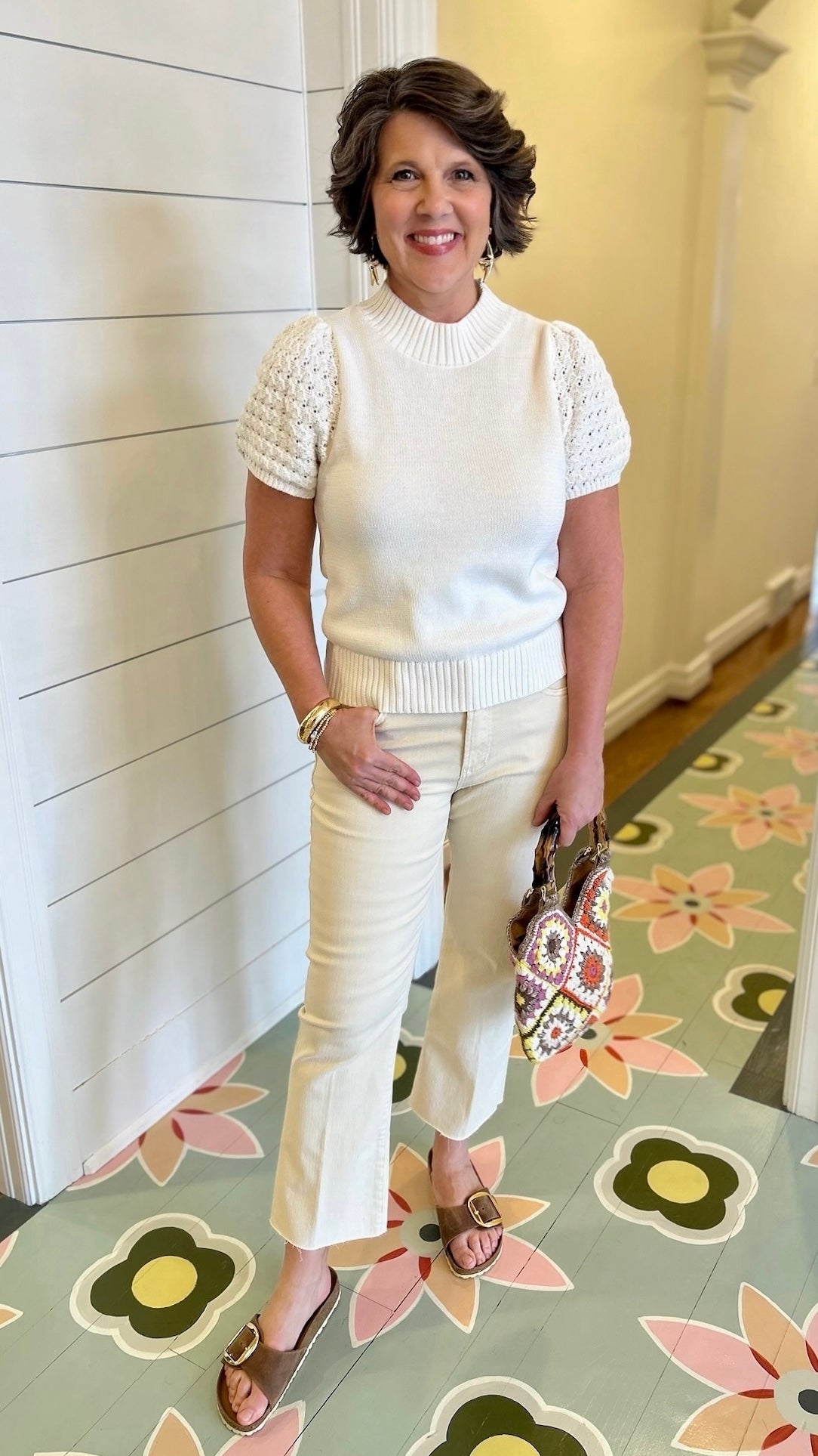 Genevieve Crochet Sweater - White