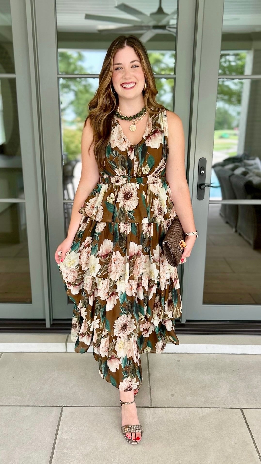 Aleisa Floral Tiered Chiffon Dress