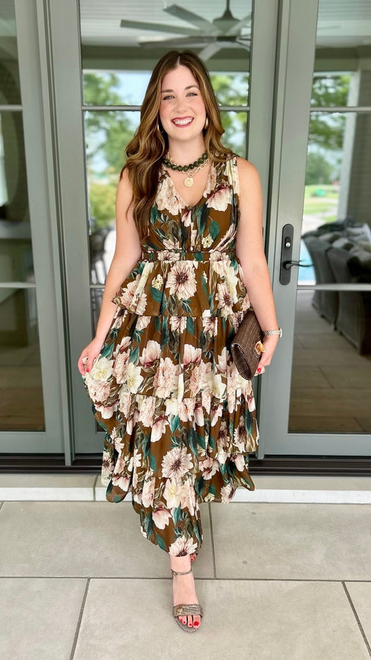 Aleisa Floral Tiered Chiffon Dress