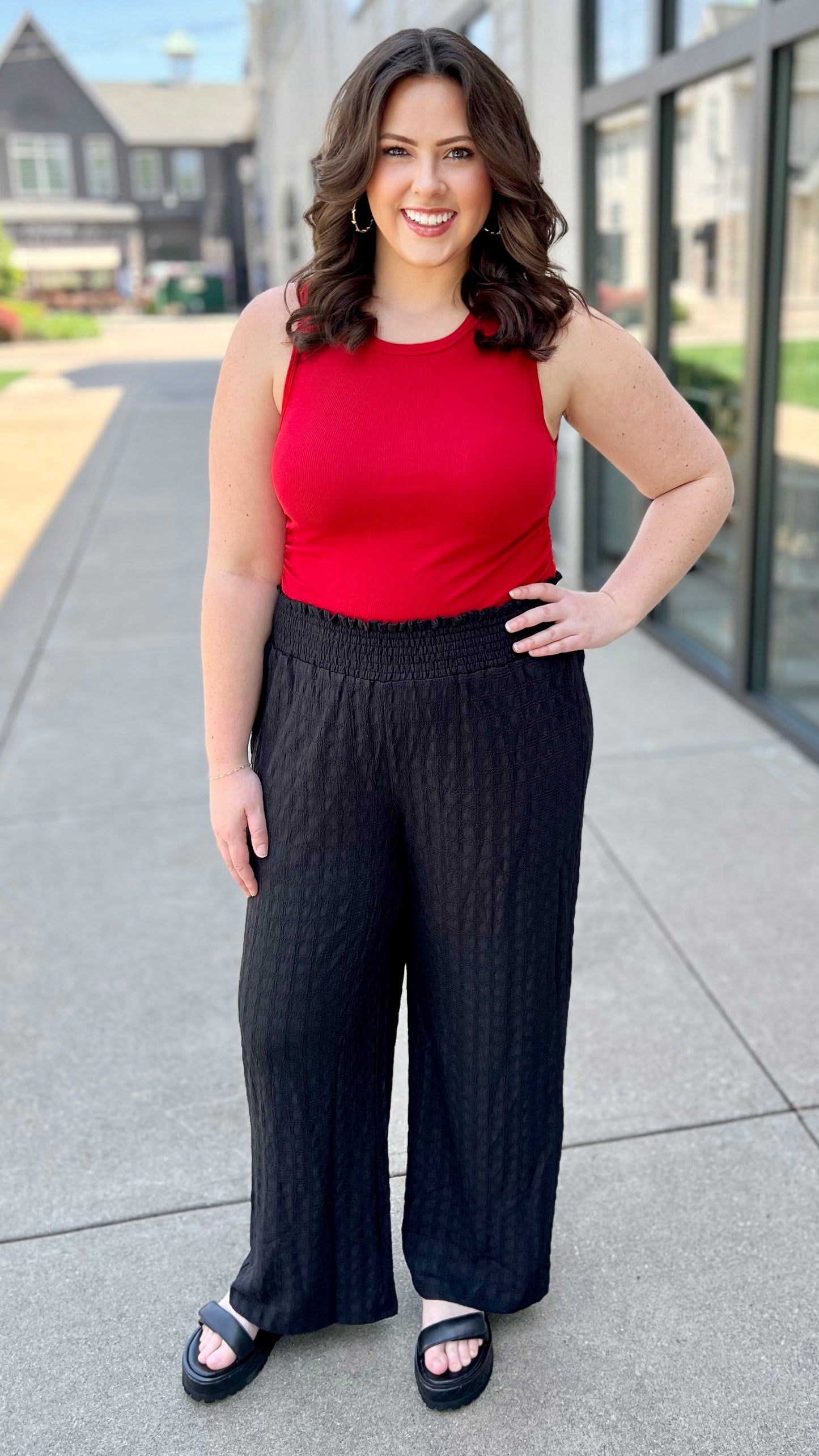 Terrific Textured Wide Leg Pant - Black