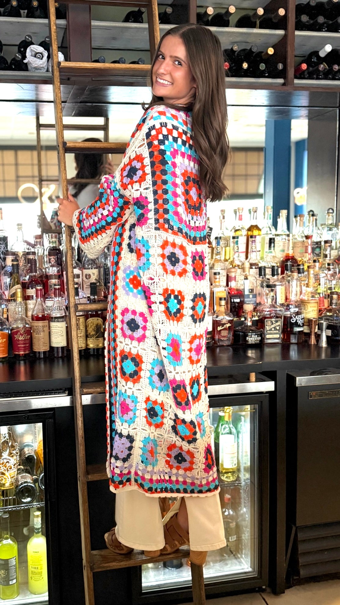Zoe Crochet Cardigan - Ivory Multi
