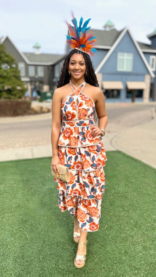 Maeve Floral Halter Dress - Amber