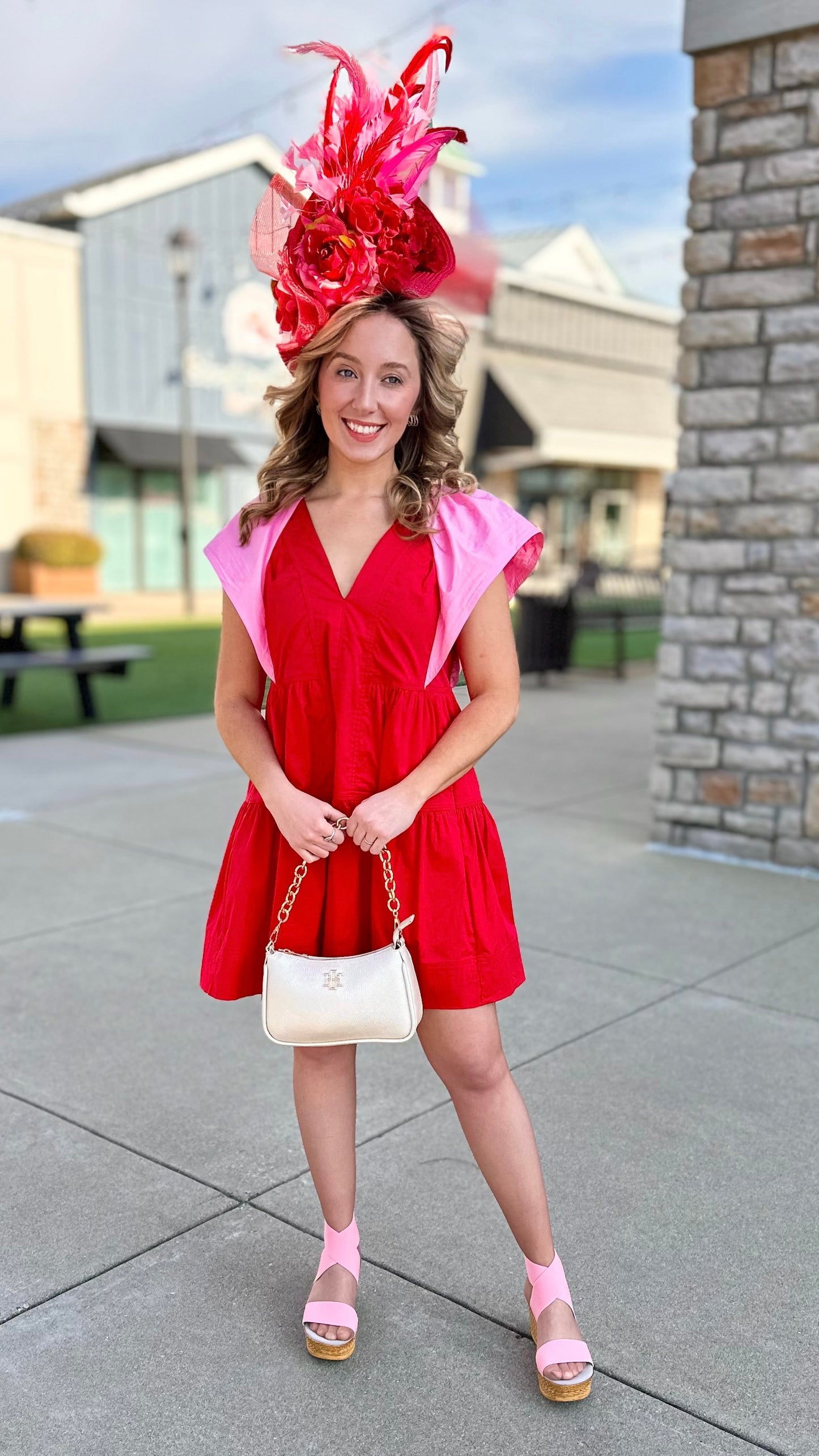 Color Pop Poplin Dress - Red/Pink