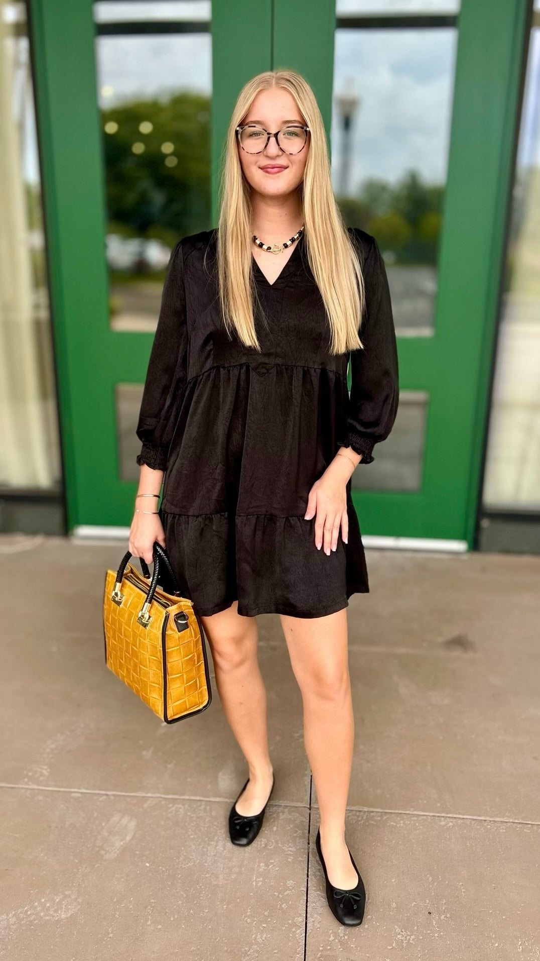 So Satin Tiered Dress - Black