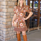 Charlotte Floral Dress - Brown