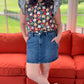 Fun Floral Flutter Sleeve Blouse - Black