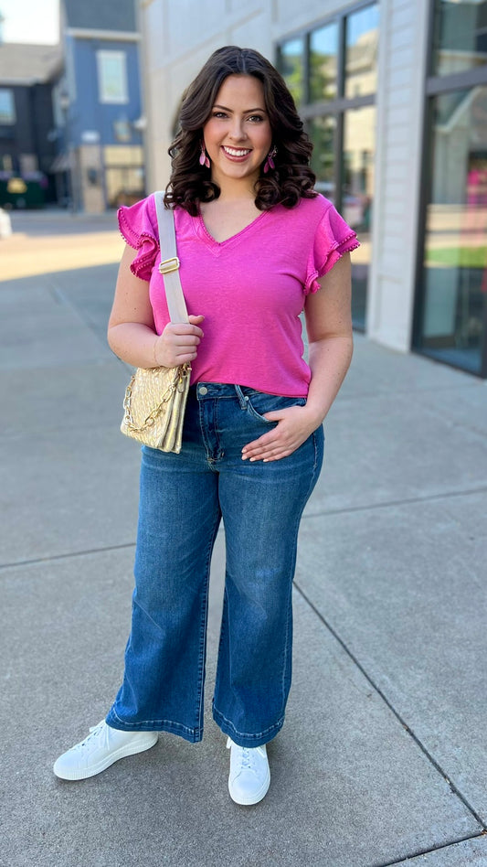 Another Love Petal Sleeve Tee - Pink